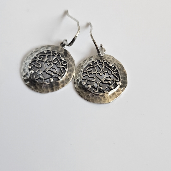PZ (Paz Creations) 925 Sterling Silver Framed Filigree Dangle Earrings - Picture 3 of 6